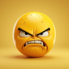 Expressive Minimalistic Angry Emoticon Illustration – Graphic Artistic Design of an Angry Face. Generative AI