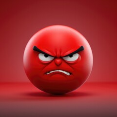 Expressive Minimalistic Angry Emoticon Illustration – Graphic Artistic Design of an Angry Face. Generative AI