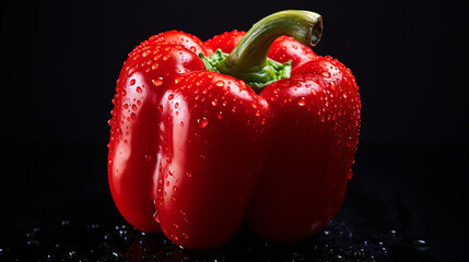 Red Bell Pepper isolated on Water droplets