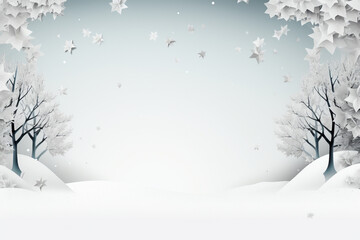 Minimalist winter background, graced with the subtle beauty of winter elements against a light white backdrop. Ai generated