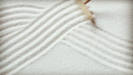 Making zen garden in white sand