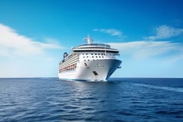 Elegant cruise liner sailing serene blue seas. Generative AI