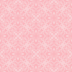 Abstract seamless pink ornament damask pattern background design