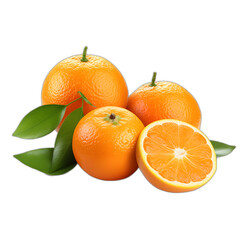 Mandarins and oranges isolated on transparent or white background, png