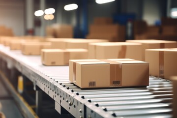 Shipping Cartons on Conveyor Belt