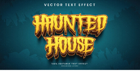 Horror haunted house 3D editable text effect template