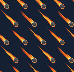 Seamless pattern with falling meteorites © abeadev