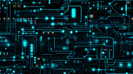 Digital Circuit Code seamless pattern on dark background wallpaper