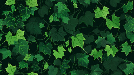 illustrated of green Ivy vines leaves seamless pattern