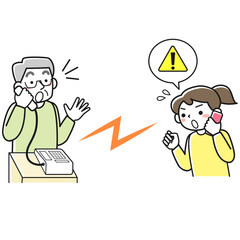 離れて住む家族に電話で災害からの避難を呼びかける女性