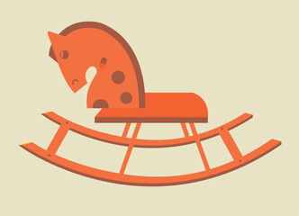 Wooden rocking horse. Vector illustration. Vintage.