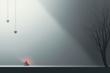 Illustration with a plain light grey background. Generative AI