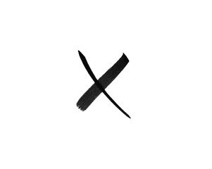 black marker pen scribble x on png transparent background