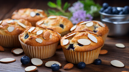 Obraz na płótnie Canvas Blueberry Almond Muffins
