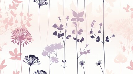  a picture of a bunch of flowers on a white and pink background with a butterfly on the top of the flowers.  generative ai