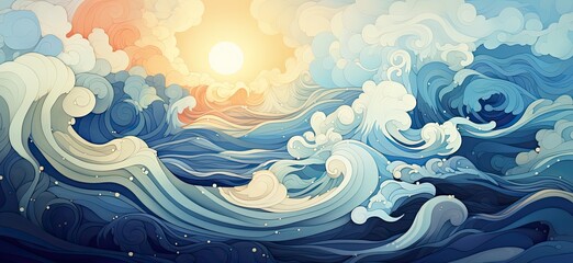 Fototapeta na wymiar fractal abstract oceanic sea water surface painting