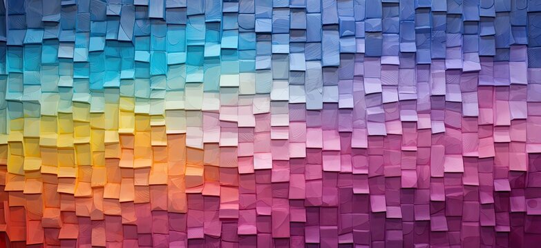 Mixed media painting wall piece of paper sticky notes pattern. 