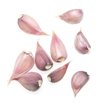 garlic cloves on white background