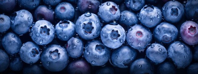 Fresh blueberry texture background. Macro seamless pattern of blueberry berries.