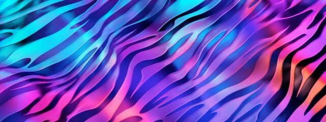 Holographic zebra seamless pattern background. Animal skin texture in retro fashion style.