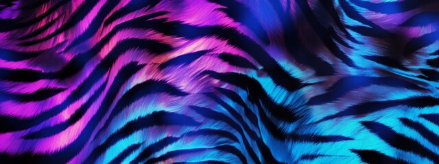 Holographic zebra seamless pattern background. Animal skin texture in retro fashion style. - obrazy, fototapety, plakaty