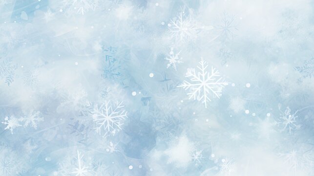  a blue and white snowflake background with white snow flakes on the left side of the image and a blue and white background with white snow flakes on the right side.  generative ai