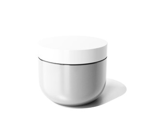Blank White Cosmetic Cream Jar with transparent background.	