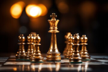 In the game of intelligence and strategy, a shining king takes the forefront, symbolizing victory and control.