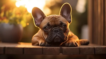 Foto auf Acrylglas Französische Bulldogge French Bulldog Puppy, AI Generated