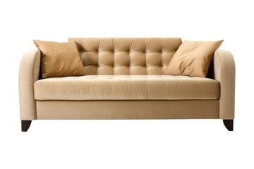 Soft beige sofa, modern style isolated on transparent background.