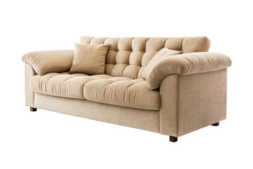 Soft beige sofa, modern style isolated on transparent background.
