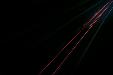 lights of cars with night. long exposure, light lines