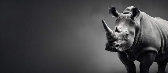 White edition of the collection of rhino wildlife artwork featuring grayscale animal themed wallpaper