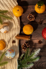 Christmas still life with fruit and spices