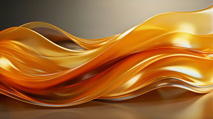 Flow of golden wave of liquid paint Generative AI