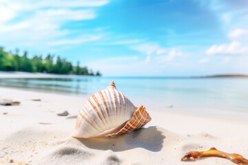 Photo of shell on the perfect beach by the ocean
