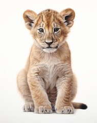 a close up of a lion cub
