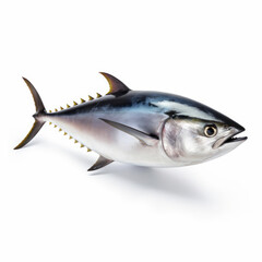 Fototapeta premium Whole yellowfin tuna fish isolated on white background, clipping path included