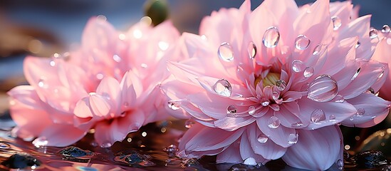 Blooming beautiful Chrysanthemum flower with water drops