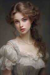 Fototapeta premium Medieval fashion. Victorian style clothes woman portrait