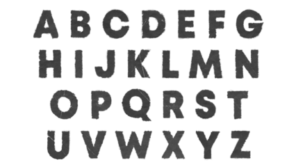Torn Paper PNG Letters with black folded texture and white paper edges on transparent background