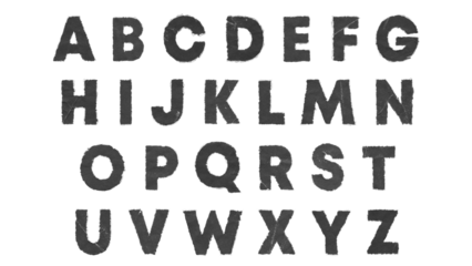 Torn Paper PNG Letters with black folded texture and white paper edges on transparent background