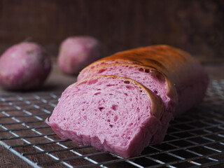 slice of purple sweet potato bread