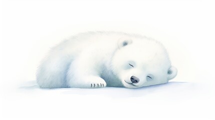  a drawing of a polar bear sleeping on the ground with his head on the ground and his eyes closed and his eyes closed.  generative ai