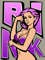 
Sexy girl in a bikini. Vector illustration for the design of banners, walls, and other illustrations in a fashionable style.