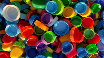 Recycling Plastic Bottle Caps. Plastic Material is Recyclable. Remove Lids from Plastic Bottles before Recycling. Plastic Waste Collection for Recycling. Drink Bottle caps to conversion and Reuse.