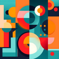 Retro abstract background with circles and squares