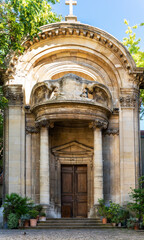 Fototapeta na wymiar The church Saint-Éphrem-le-Syriaque, Syriac Catholic Church built in the 14th century, 5th arrondissement, near Sorbonne university, Paris city center, France