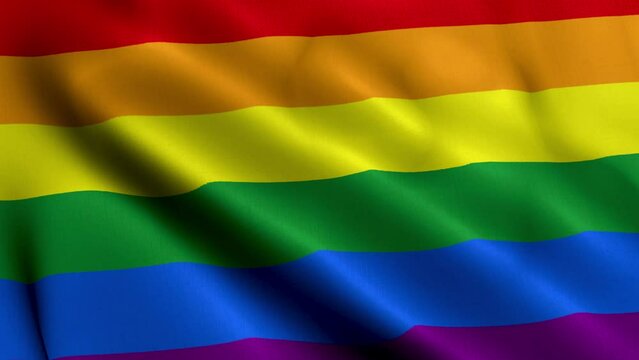 Rainbow LGBT Flag. Waving  Fabric Satin Texture Flag of Rainbow LGBT  3D illustration. Real Texture Flag of the Rainbow LGBT 4K Video