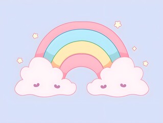 a rainbow and clouds with stars